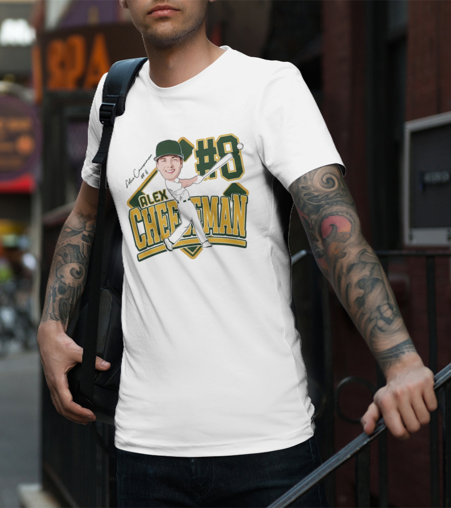 Alex Cheeseman #8 Baseball Caricature 2025 T-Shirt