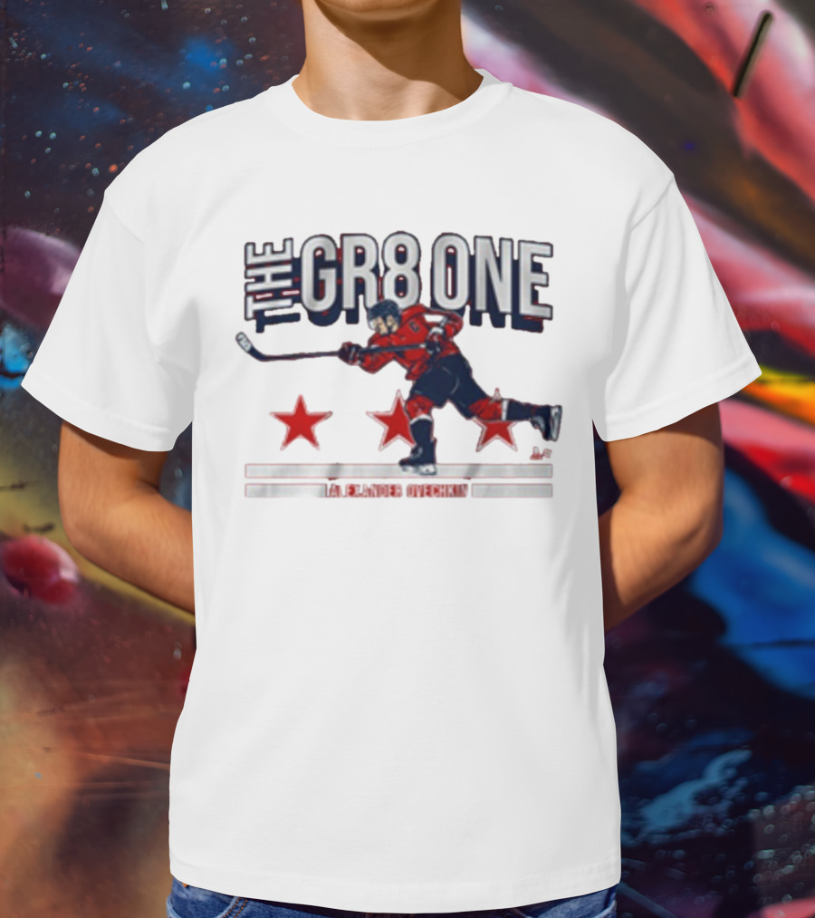 The GR8 One Alexander Ovechkin Hockey Player With Stars And Stick T-Shirt