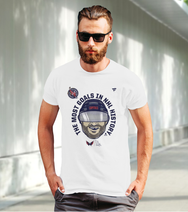 Alexander Ovechkin Capitals The Most Goals In NHL History Caricature T-Shirt