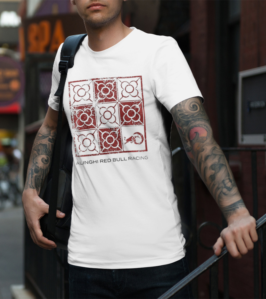 Alinghi Red Bull Racing Barcelona Nine-Panel Grid Pattern T-Shirt