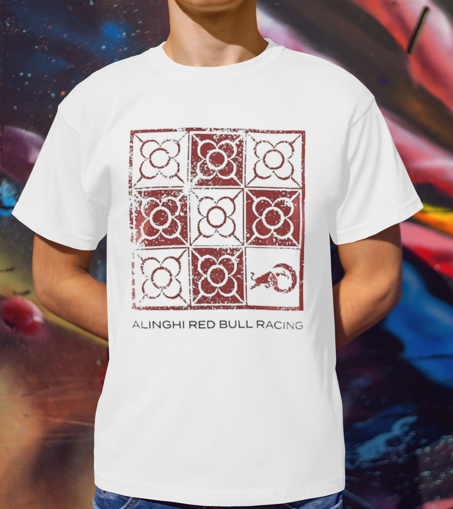 Alinghi Red Bull Racing Barcelona Nine-Panel Grid Pattern T-Shirt