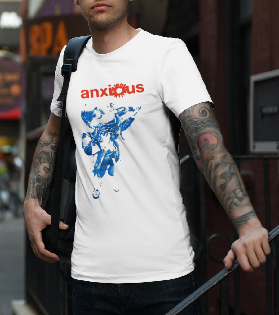 Anxious Blue Abstract Deer Kid T-Shirt