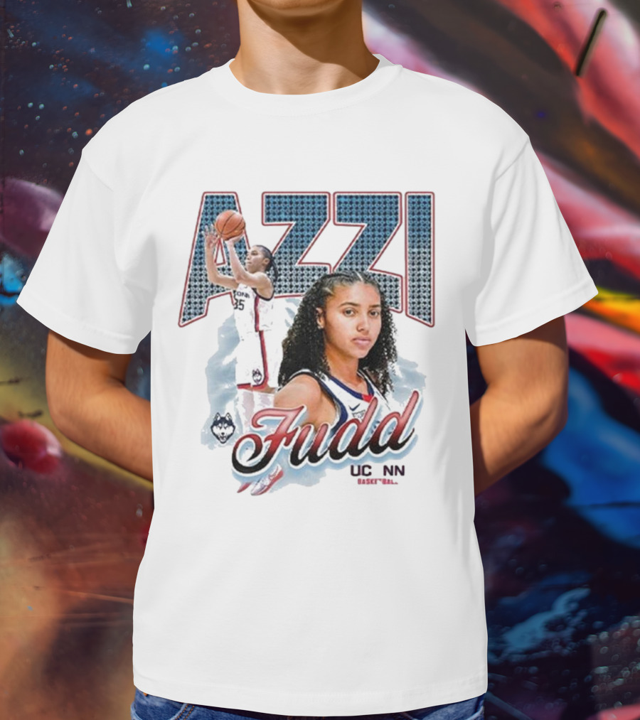Azzi Fudd UConn Basketball 2025 Player Portrait And Action Shot T-Shirt