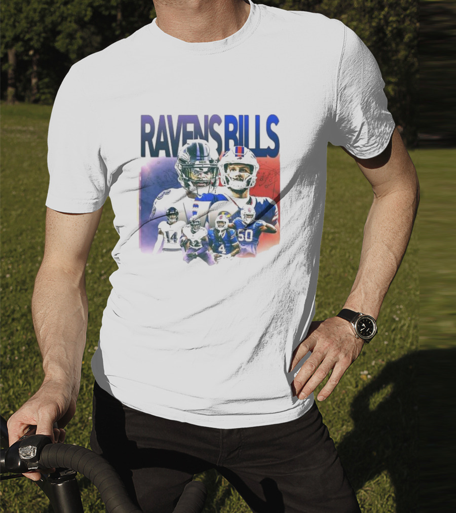 Ravens Bills NFL Matchup With Player Lineup And Strategy Background T-Shirt