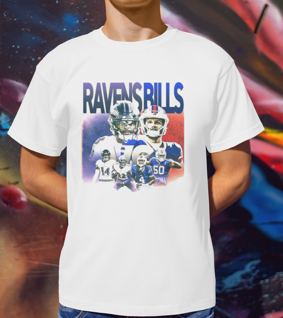 Ravens Bills NFL Matchup With Player Lineup And Strategy Background T-Shirt