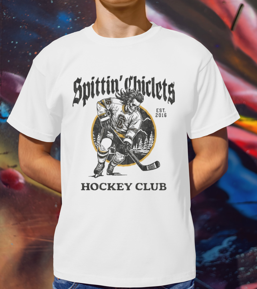 Barstool Sports Merch Spittin' Chiclets Hockey Club Skullet T-Shirt