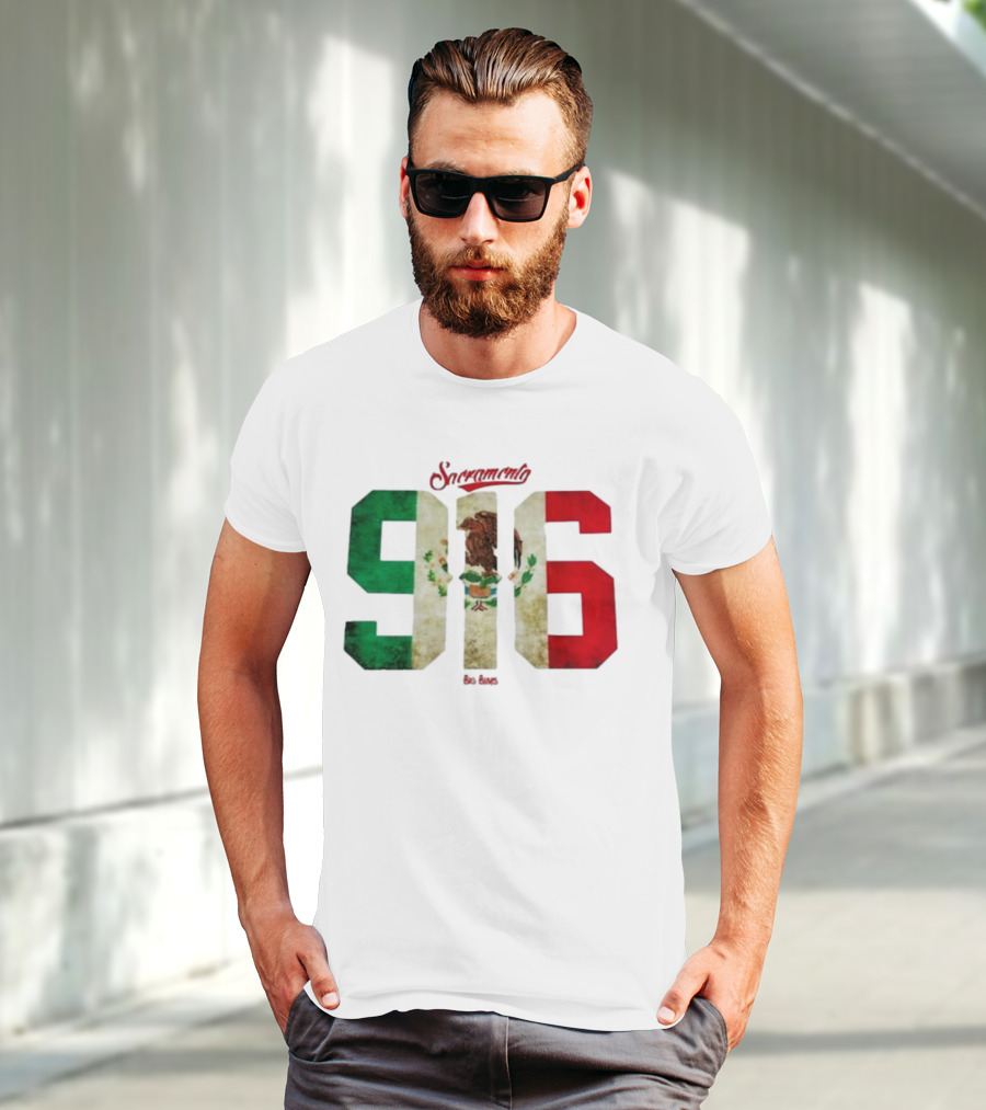Sacramento 916 Big Boys Mexican Flag Design T-Shirt