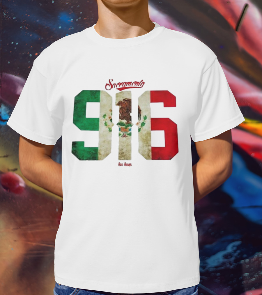 Sacramento 916 Big Boys Mexican Flag Design T-Shirt