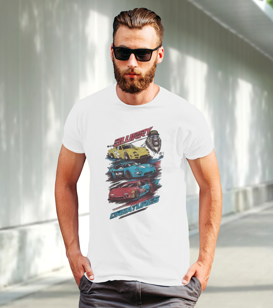 Blurry Creatures Talladega Blur Racing Cars Lion T-Shirt