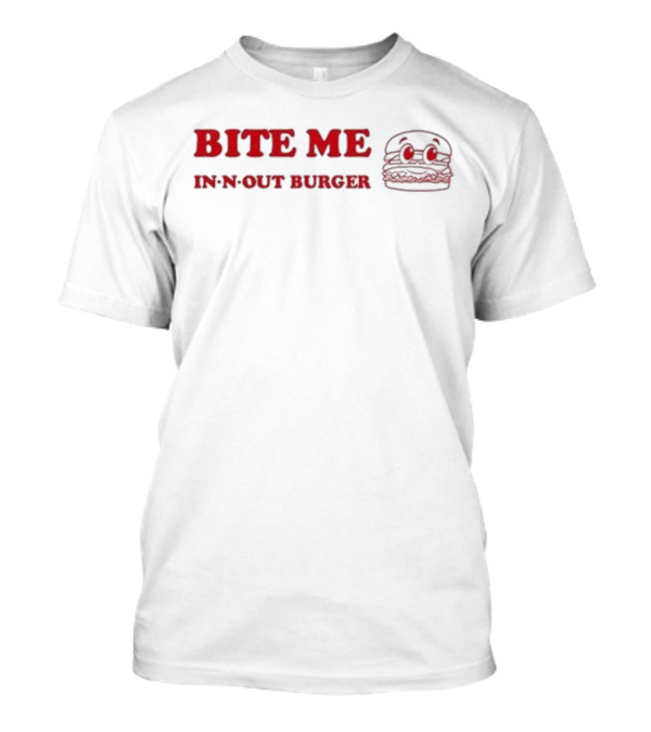 Bite Me In N Out Burger Funny Hamburger Sketch T-Shirt