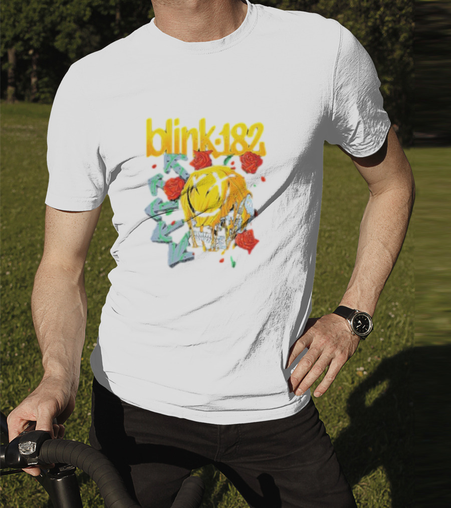 Blink 182 Skull Roses Dripping Yellow Paint T-Shirt