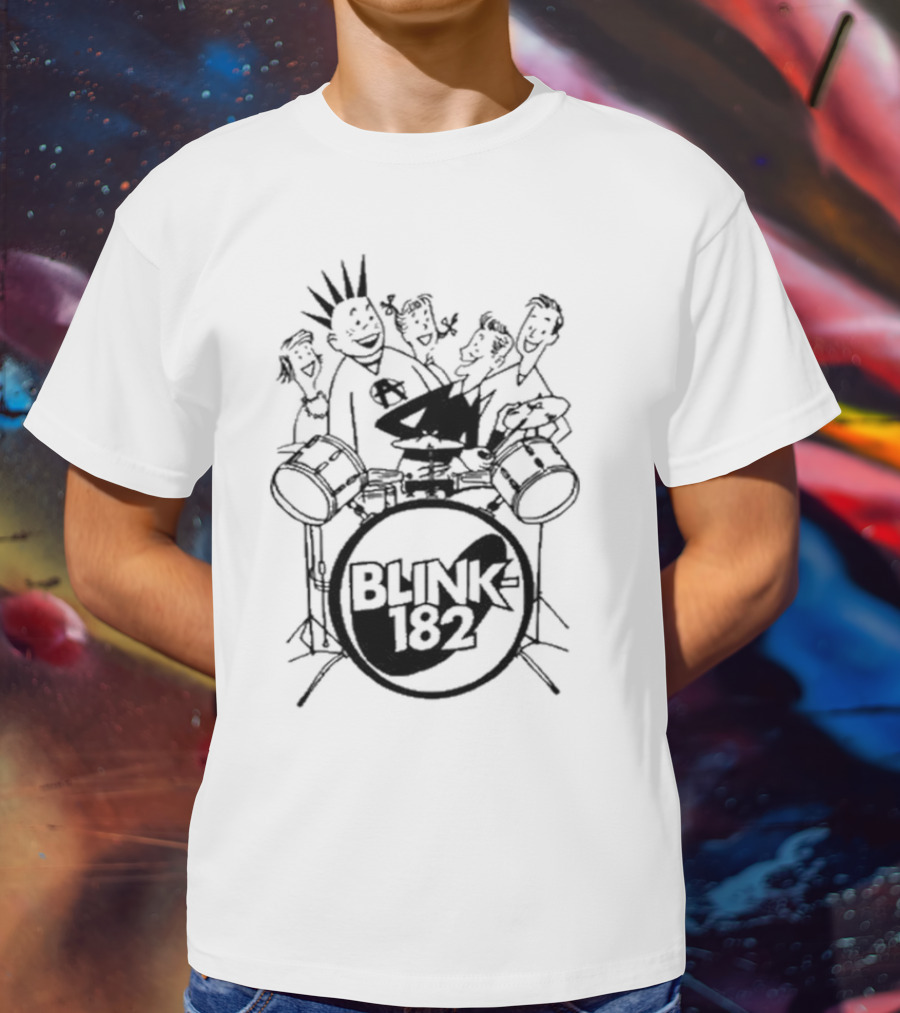 Blink-182 Cartoon Drummer Characters T-Shirt