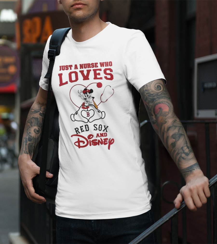 Boston Red Sox Just A Nurse Who Loves Disney Baseball Mickey Mouse 2025 T-Shirt