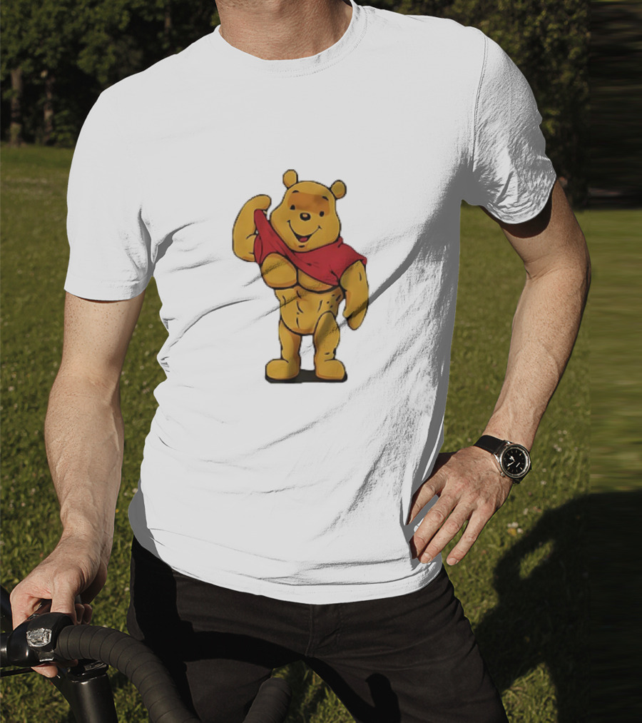 Buff Winnie The Pooh Flexing Muscles Bodybuilder Parody T-Shirt