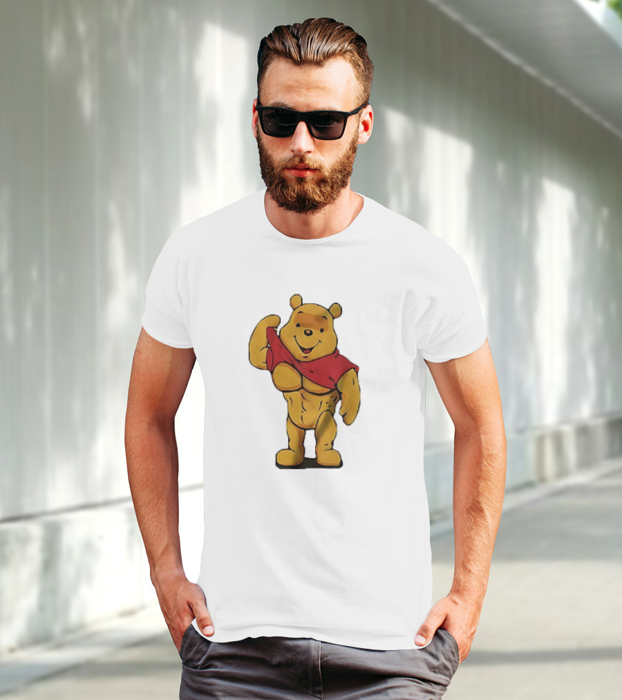 Buff Winnie The Pooh Flexing Muscles Bodybuilder Parody T-Shirt