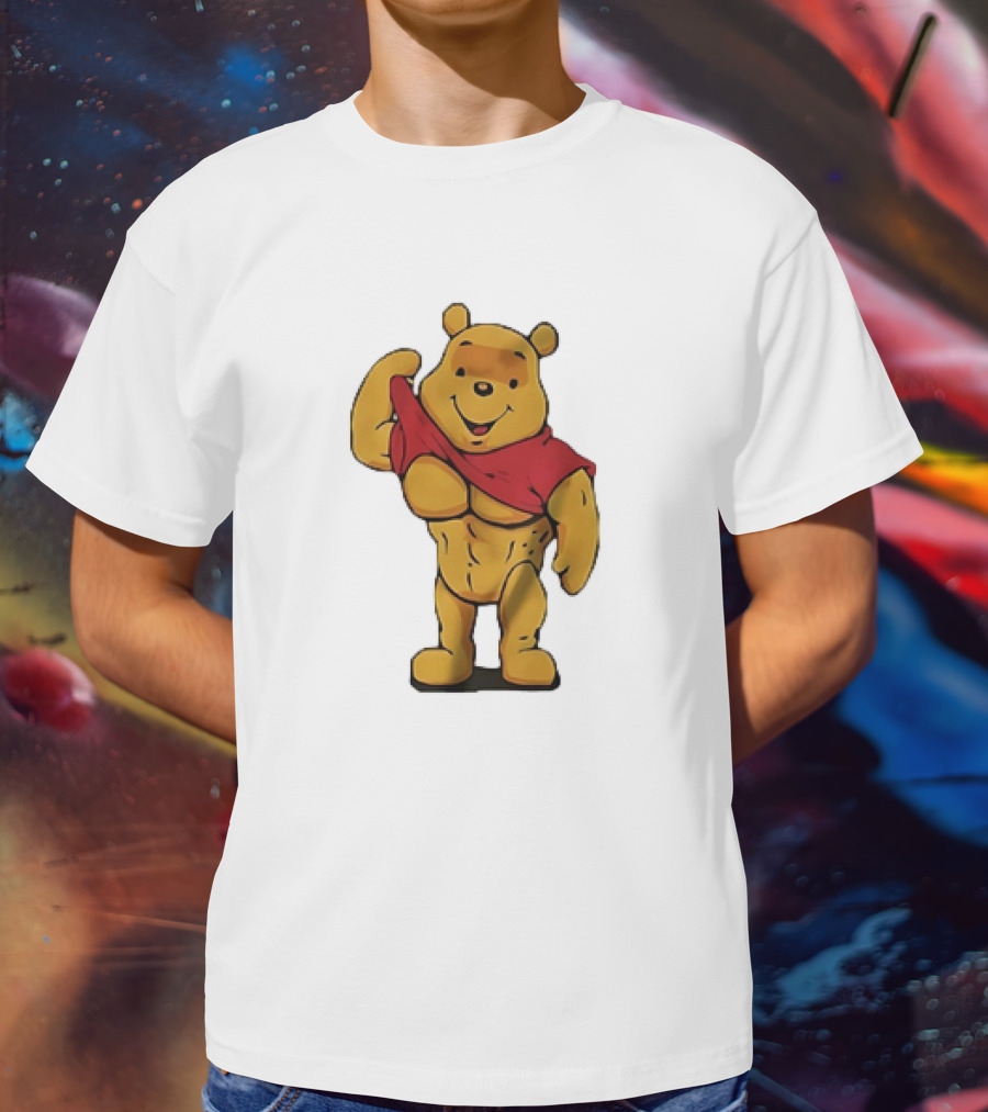Buff Winnie The Pooh Flexing Muscles Bodybuilder Parody T-Shirt