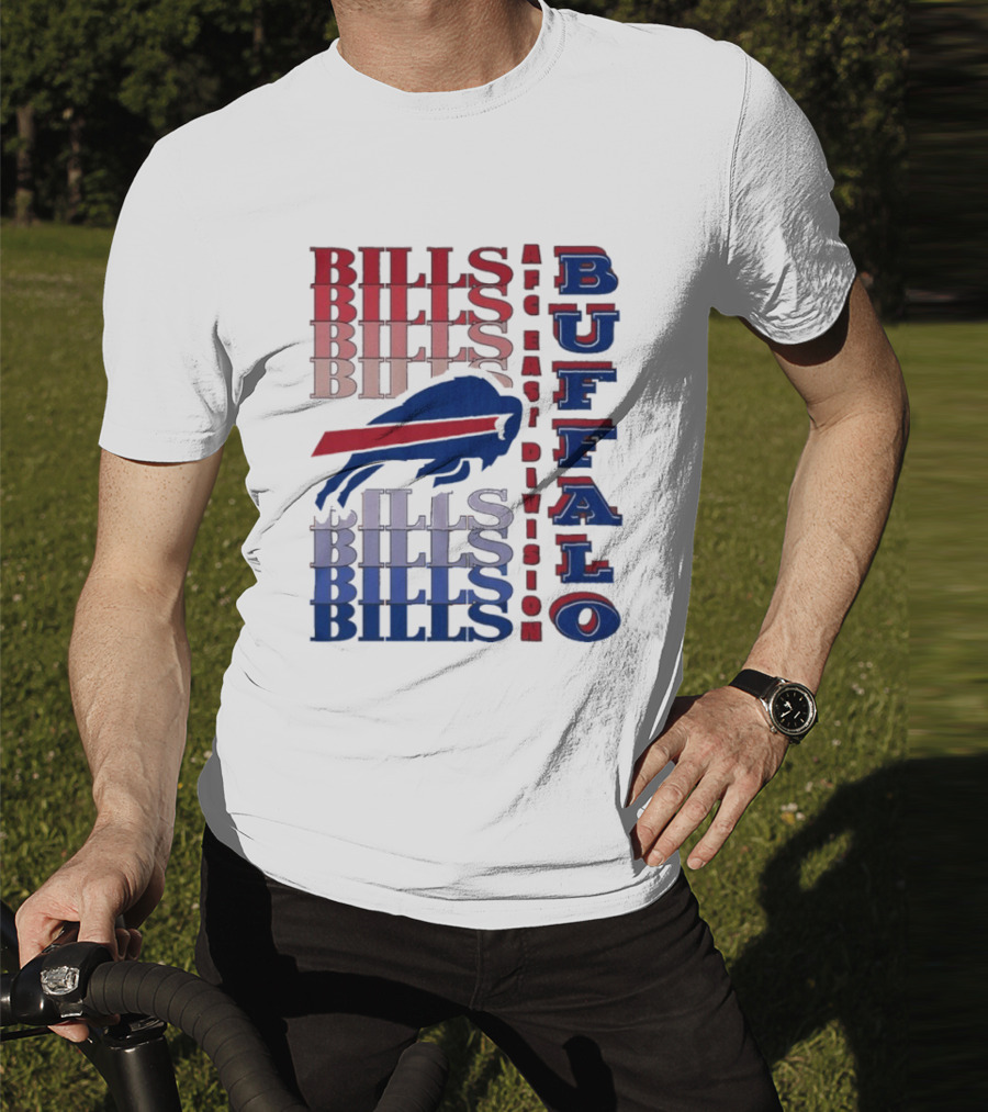 Buffalo Bills AFC East Division Bills Repeated Blue And Red Text T-Shirt