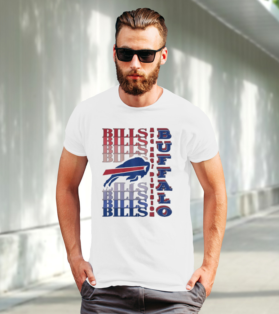Buffalo Bills AFC East Division Bills Repeated Blue And Red Text T-Shirt