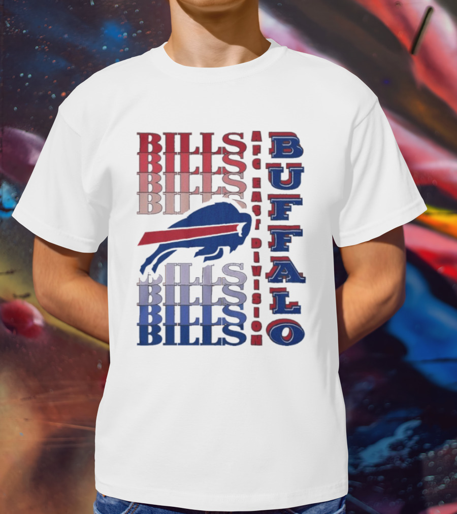 Buffalo Bills AFC East Division Bills Repeated Blue And Red Text T-Shirt