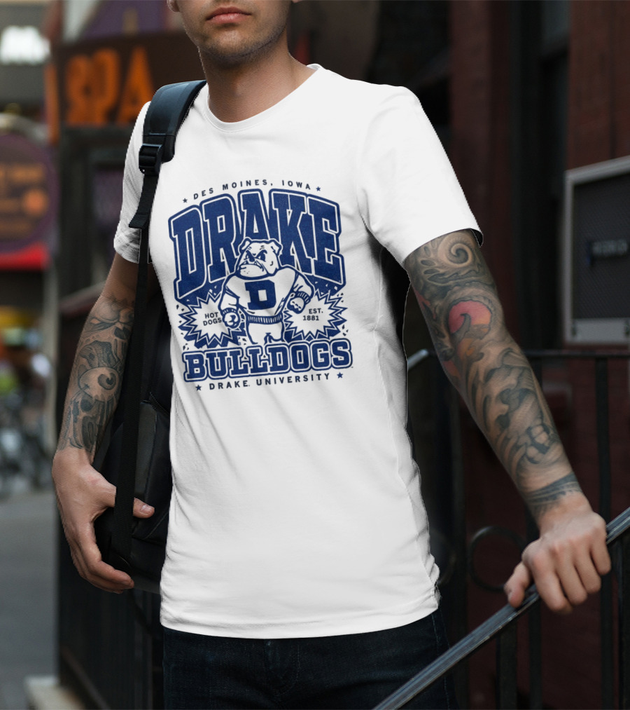 Des Moines Iowa Drake University Bulldogs Mascot Hot Dogs Est 1881 T-Shirt
