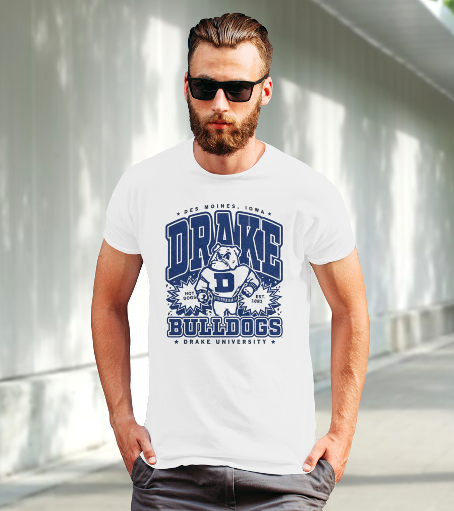 Des Moines Iowa Drake University Bulldogs Mascot Hot Dogs Est 1881 T-Shirt
