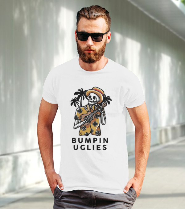 Bumpin Uglies Skeleton Playing Ukulele In Hawaiian T-Shirt