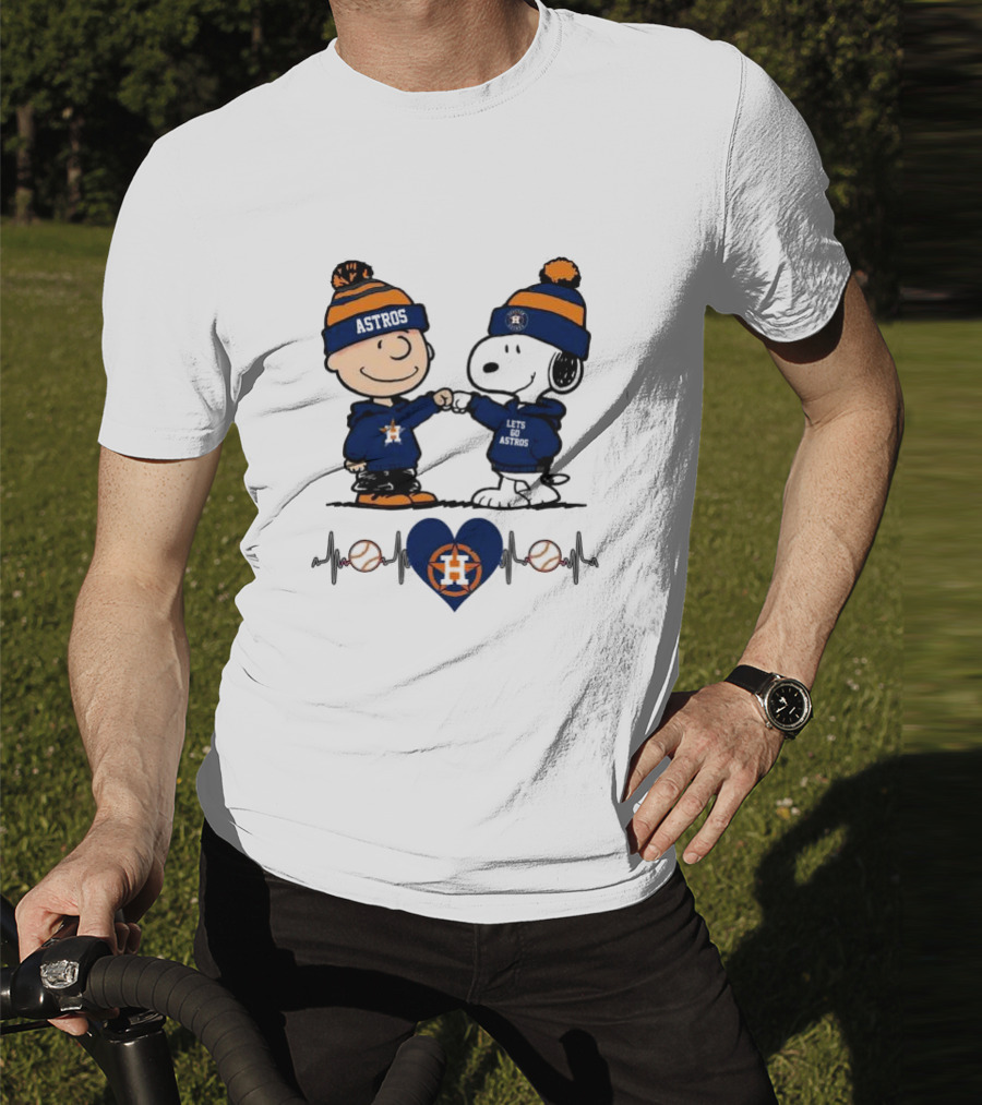 Charlie Brown Snoopy Astros Heartbeat Houston Peanuts Baseball T-Shirt