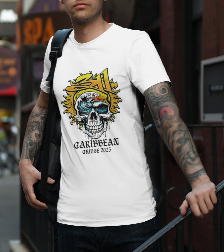311 Caribbean Cruise 2025 Skull Wave T-Shirt