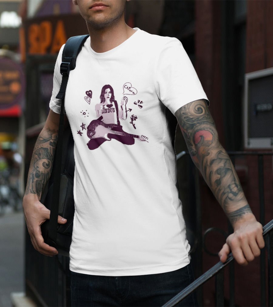 Chiara Oliver Libreta Rosa I Love London Guitar Art T-Shirt