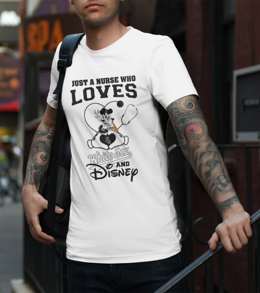 Just A Nurse Who Loves Chicago White Sox And Disney Mickey Mouse 2025 Baseball T-Shirt