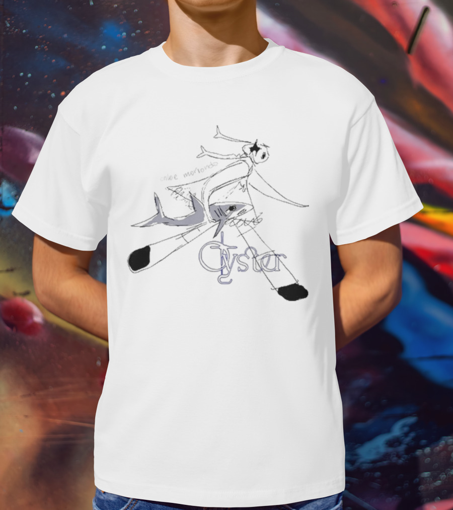 Chloe Moriondo Oyster 2025 Illustrated Fish And Bicycle Art T-Shirt