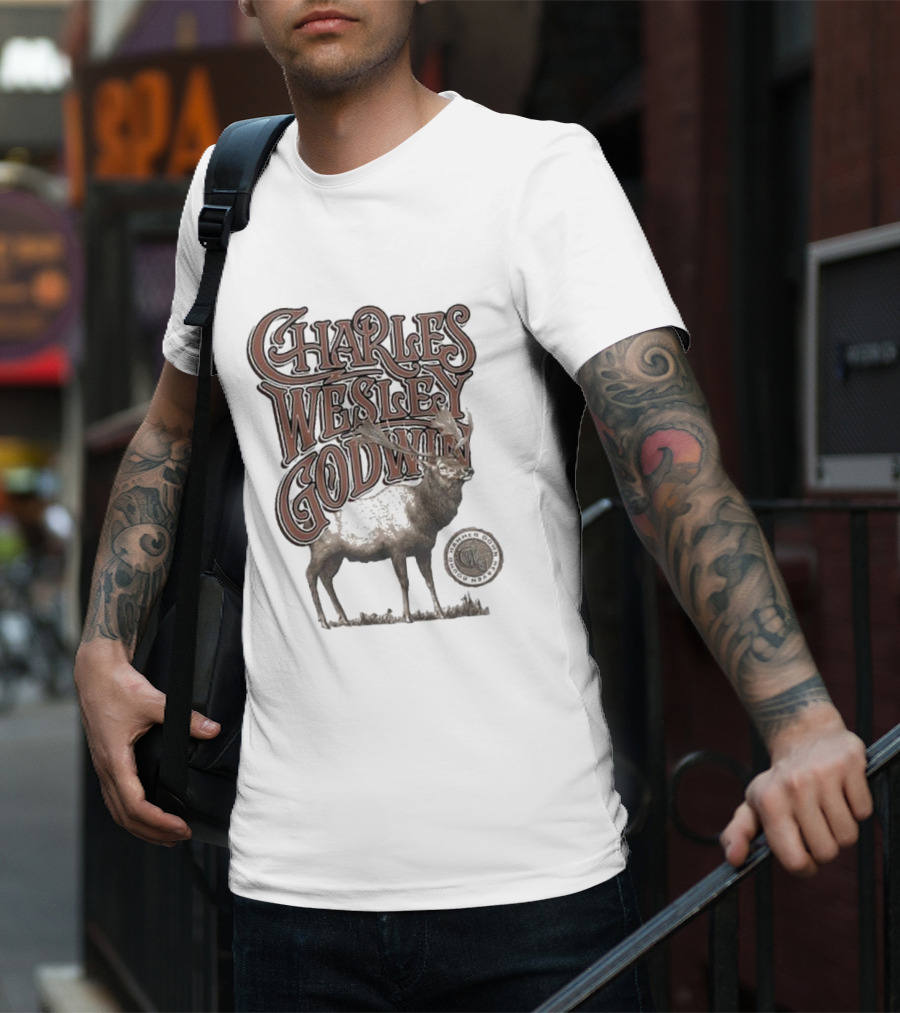 Charles Wesley Godwin Elk Lonely Mountain Town T-Shirt