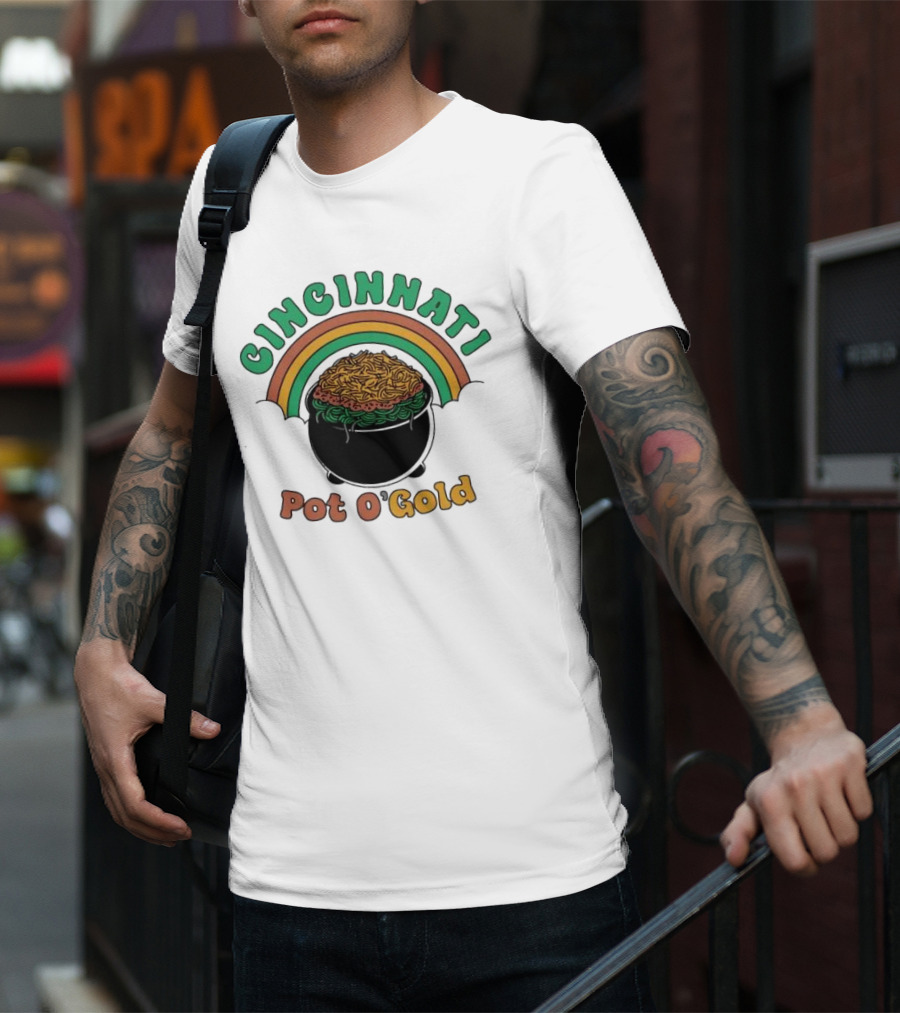 Cincinnati Pot O Gold Rainbow St Patricks Day T-Shirt