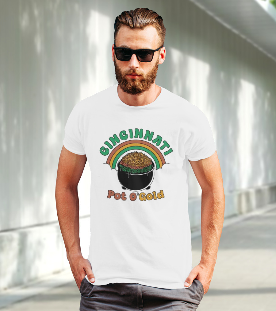 Cincinnati Pot O Gold Rainbow St Patricks Day T-Shirt