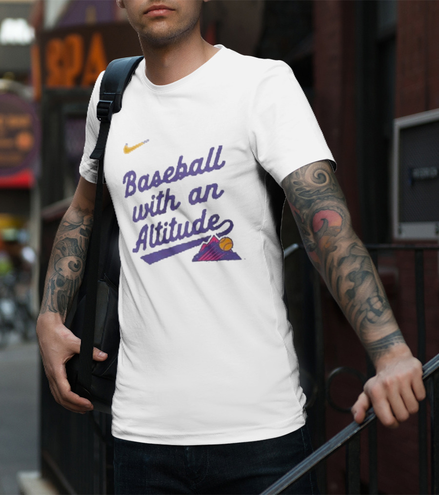 Nike Baseball With An Altitude Rockies Mountains Graphic T-Shirt