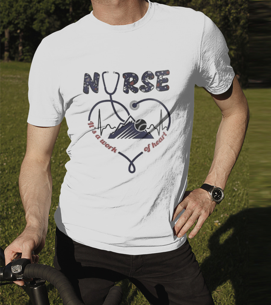 Colorado Rockies Nurses Appreciation Night 2025 Nurse Heartbeat Stethoscope Baseball T-Shirt