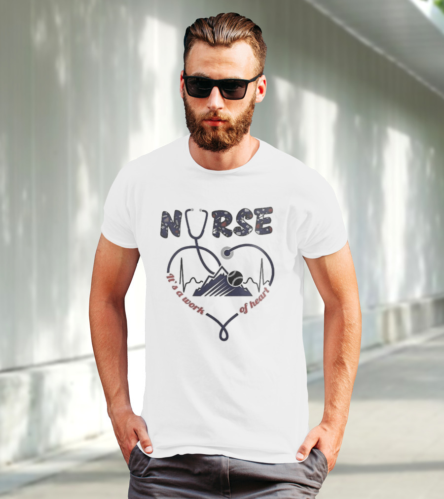 Colorado Rockies Nurses Appreciation Night 2025 Nurse Heartbeat Stethoscope Baseball T-Shirt
