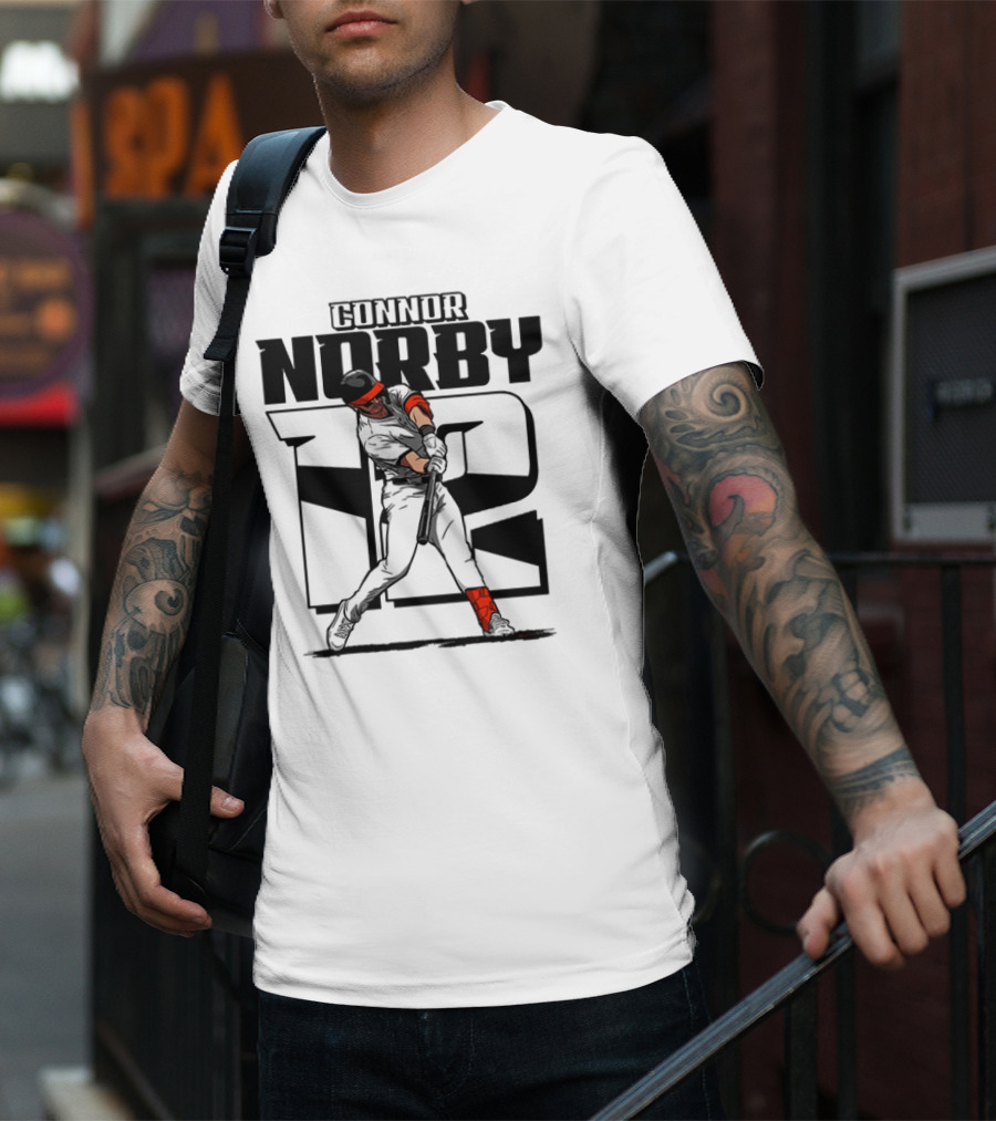 Solid Black Silhouette Baseball Connor Norby #12 Orioles Player T-Shirt