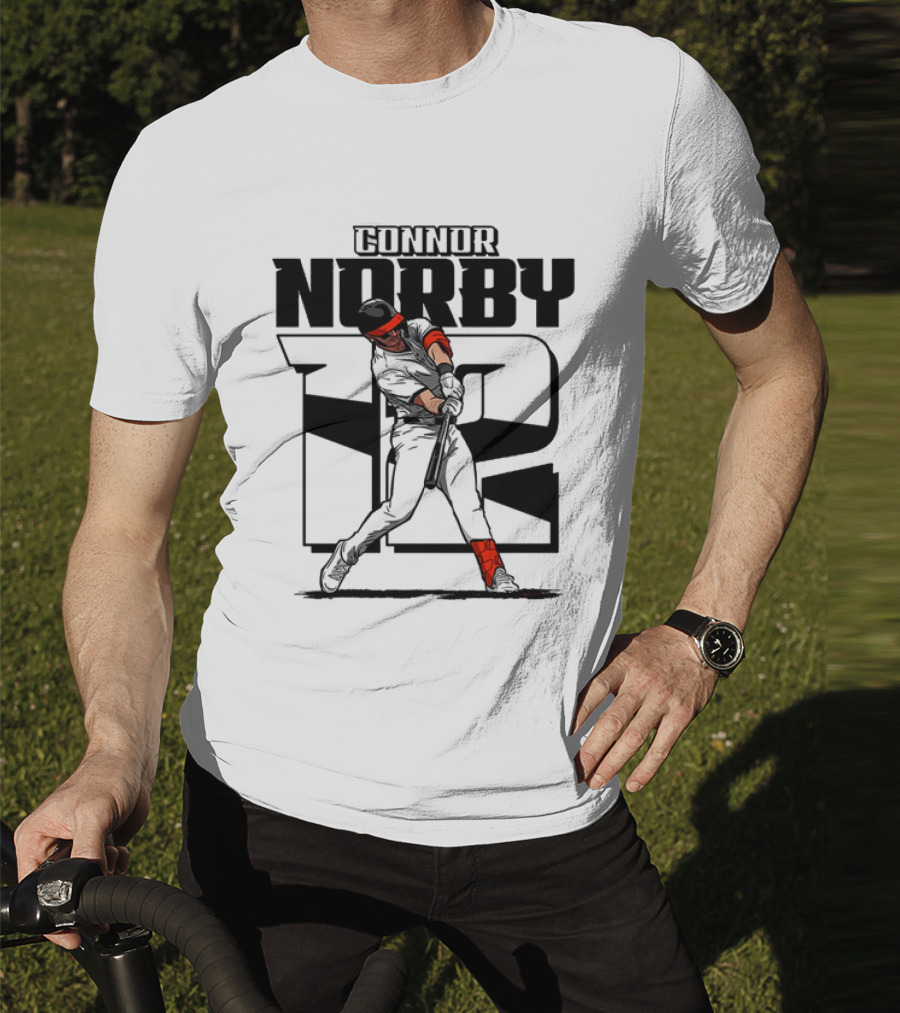 Solid Black Silhouette Baseball Connor Norby #12 Orioles Player T-Shirt