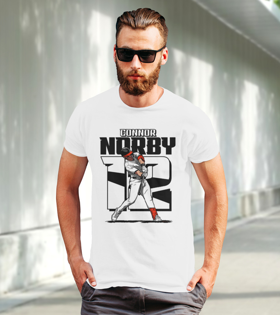 Solid Black Silhouette Baseball Connor Norby #12 Orioles Player T-Shirt