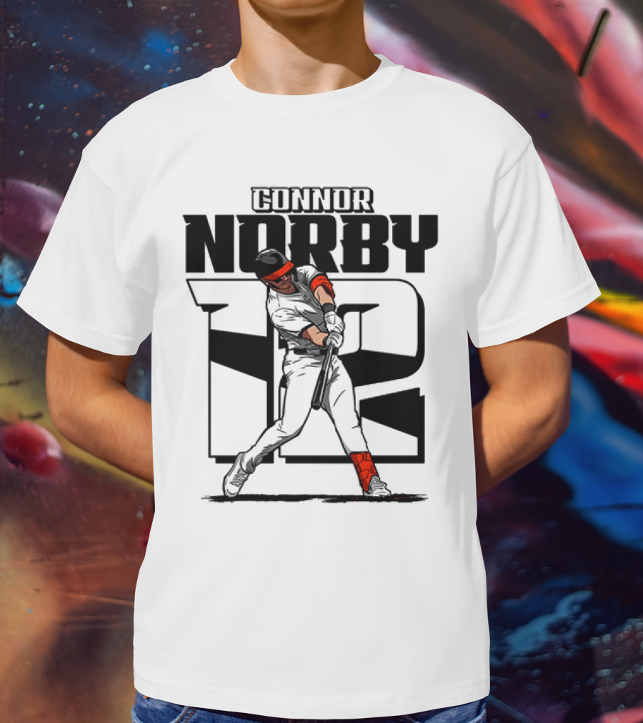 Solid Black Silhouette Baseball Connor Norby #12 Orioles Player T-Shirt