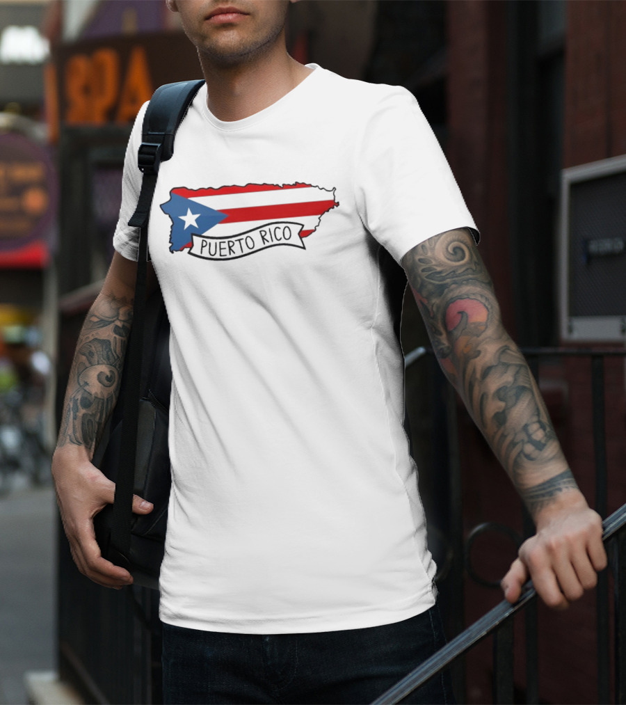 Dayjaavu Puerto Rico Flag And Island Map T-Shirt