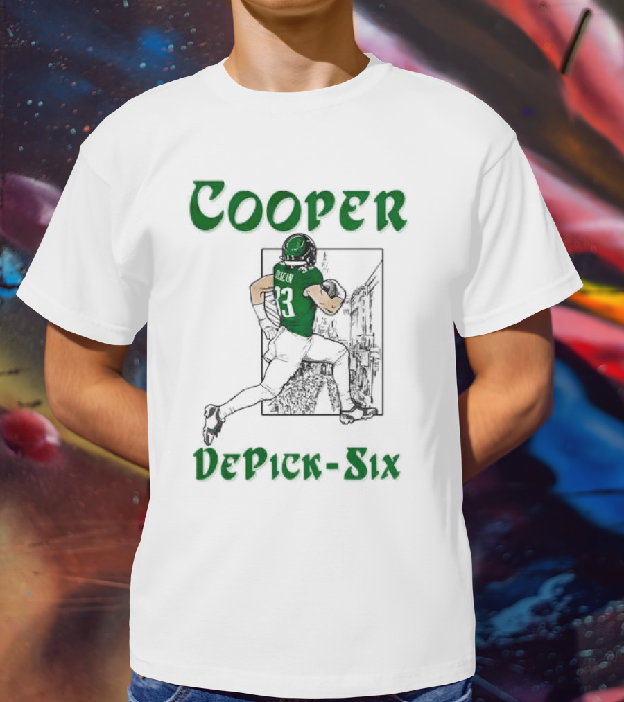Cooper DePick-Six Cooper Philadelphia Eagles Football Player Illustration T-Shirt