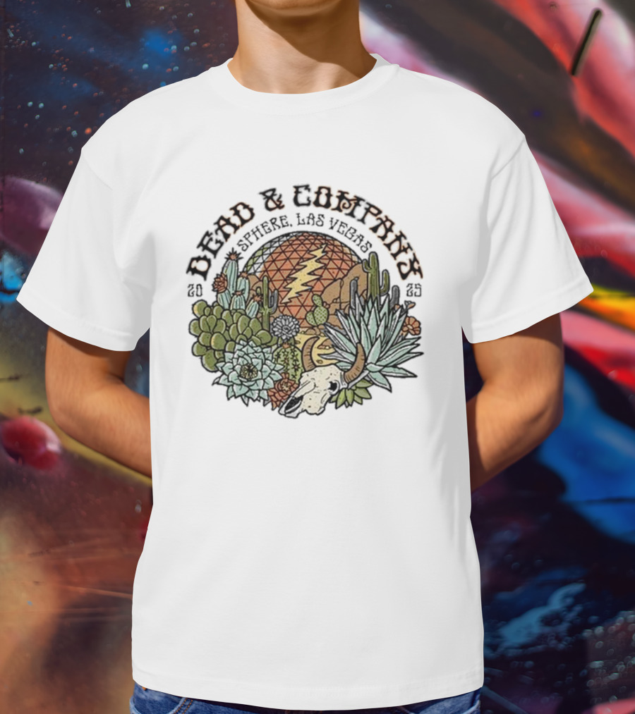 Dead & Company March 2025 Sphere Las Vegas NV Cactus Lightning Bolt T-Shirt
