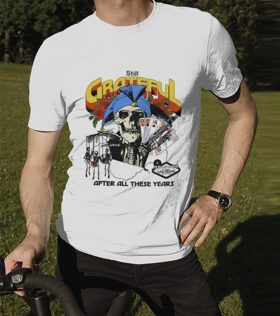 Dead And Company Grateful Skeleton With Blue Hat And Roses T-Shirt