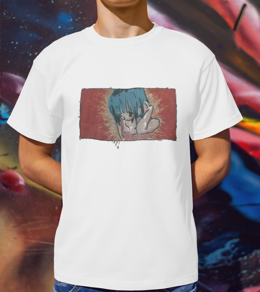 Kuru Blue-Haired Apparition Red Background Deadair T-Shirt