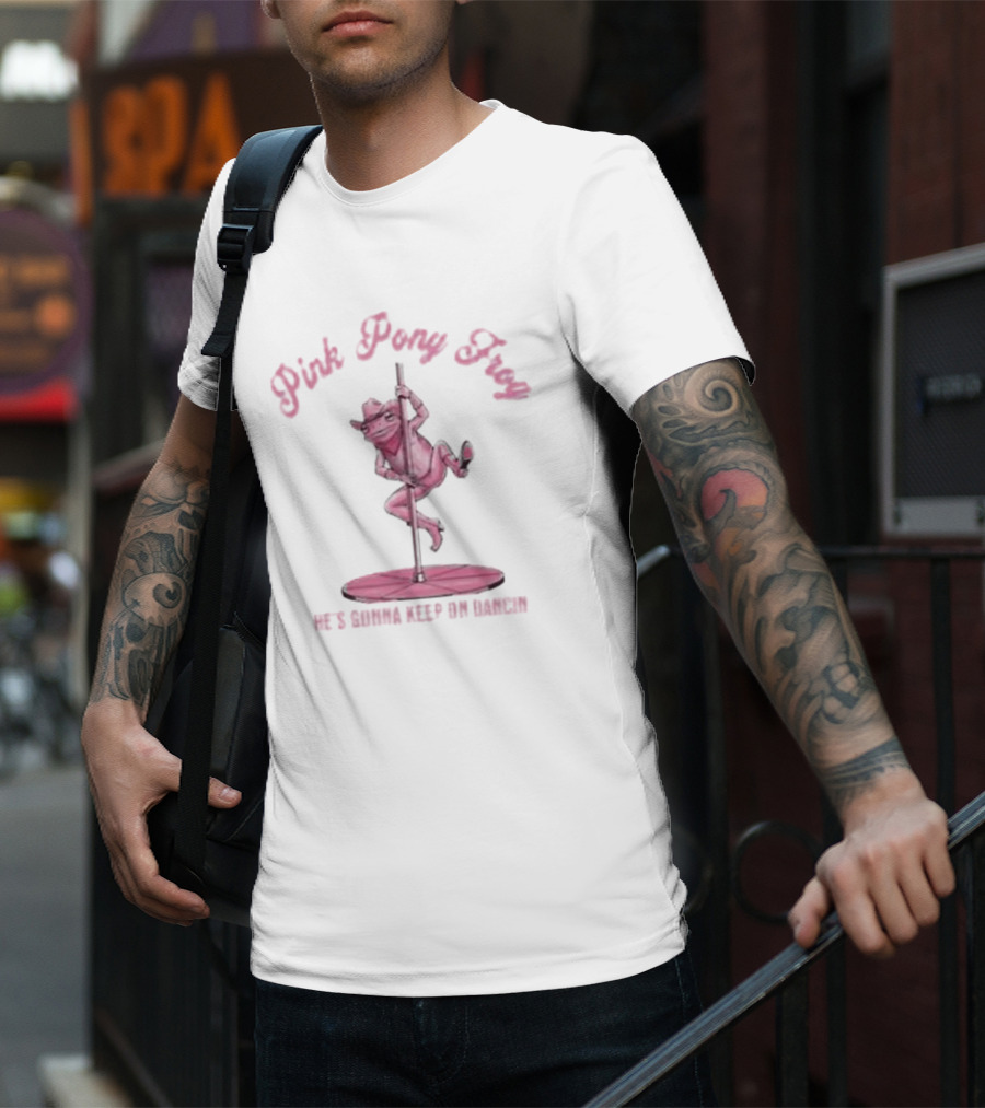 Pink Pony Frog He's Gonna Keep On Dancin' Cowboy Theme T-Shirt