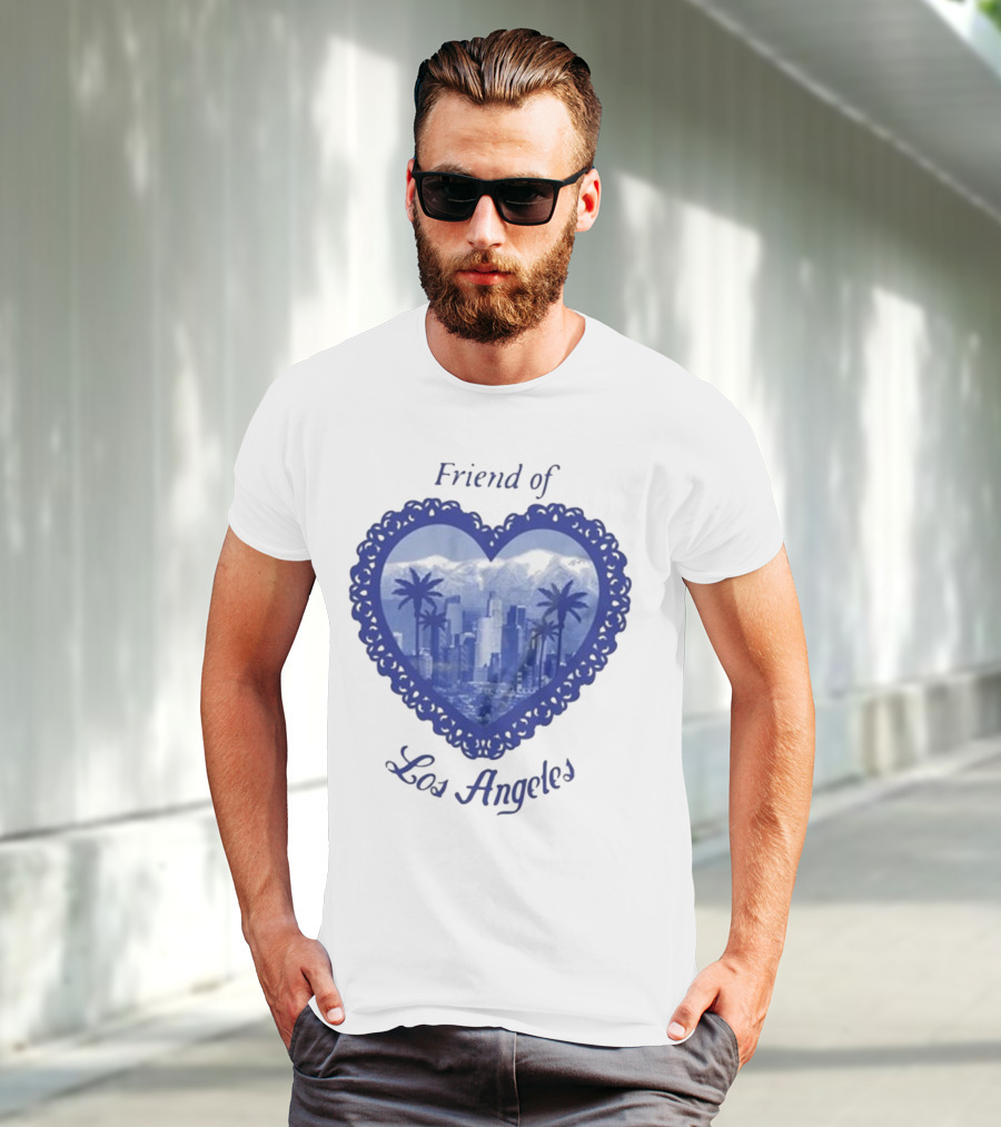 Friend Of Los Angeles Crooked Jon Lovett Heart Skyline Palms T-Shirt