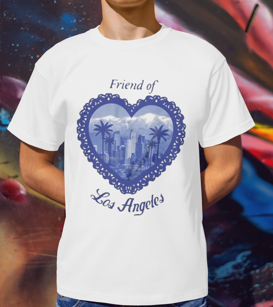 Friend Of Los Angeles Crooked Jon Lovett Heart Skyline Palms T-Shirt