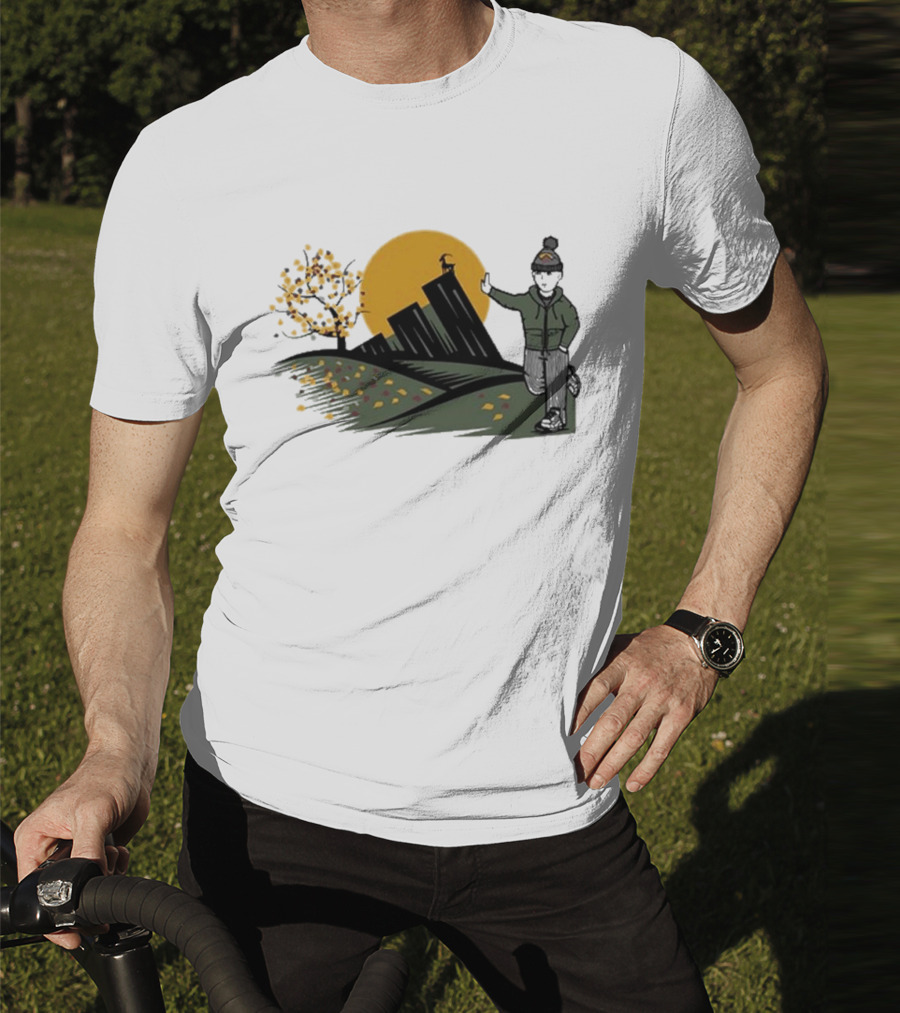 Daft Laddie Autumn Outdoors Skyline With Person Walking T-Shirt